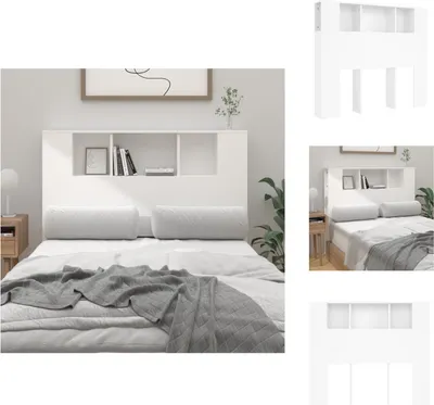 Immagine prodotto di vidaXL Testiera con ripiani bianca 120x18,5x104,5 cm - Testate e piedi
