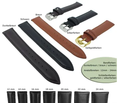 Produktbild von Minott Uhrenarmband | Leder gepolstert glatt mit Ton-in-Ton Naht 28710, Farbe:braun, Stegbreite:14mm, Schließe:Silbern, Länge:XL-Extralang