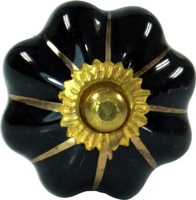 Produktbild von Kleiner Möbelknopf Rose aus Keramik, Möbelknauf Möbelgriff, Schranktürknöpfe, Möbelknöpfe, Schubladengriff - Modell 5, Schwarz, 3,5*3,5*6,5 cm, Möbelknöpfe