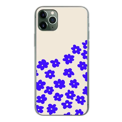 Produktbild von MuchoWow® Handyhülle Schutzhülle Hülle für iPhone 11 Pro Max Blume - Blau - Muster Silikon Softcase Handy Hülle - Schutz