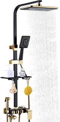 Obrázek produktu pro Sprchový systém nerezový nástěnný sprchový set s hadicí a výškově nastavitelnou sprchovou tyčí 75-120 cm