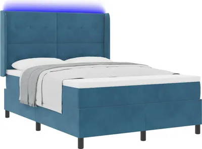 Obrázok produktu pre Posteľ s pružinovým rámom s matracmi Modrá 160 x 200 cm Zamat