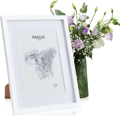 Produktbild von Casa Chic Bilderrahmen mit Passepartout, 43x33 cm Bilderrahmen für Urkunde & Collage, Glas Bilderrahmen, Fotorahmen Stehend/Wandmontage, Rahmen Vertikaler/Horizontaler Gebrauch, Bilderrahmen aus Holz
