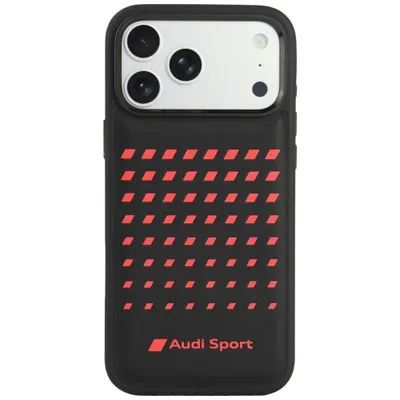 Zdjęcie produktu dla Etui Audi Sport z syntetycznej skóry, kompatybilne z MagSafe, dla iPhone 18 Pro Max / 17 Pro Max, kolor czarny
