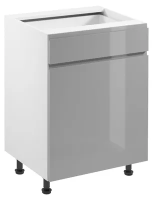 Image de Meuble bas ARBOR avec tiroir - largeur 60 cm, gris brillant / blanc