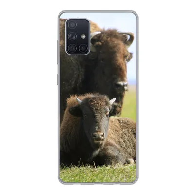 Produktbild von MuchoWow® Handyhülle Schutzhülle Hülle für Samsung Galaxy A51 Büffel - Gras - Kalb Silikon Softcase Handy Hülle - Schutzabdeckung