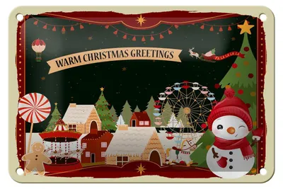 Produktbild von Blechschild Weihnachten WARM CHRISTMAS GREETINGS Dekoration  18x12cm