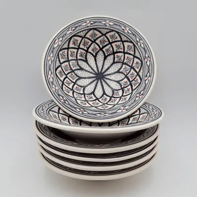 Image de Lot de 6 assiettes Tebsi Bakir gris - D 23 cm