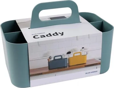 Immagine prodotto di Organizer in plastica impilabile Unyqoos®, cesto rettangolare per la conservazione con maniglia e divisorio rimovibile – verde, ideale per cosmetici, hobby e ufficio