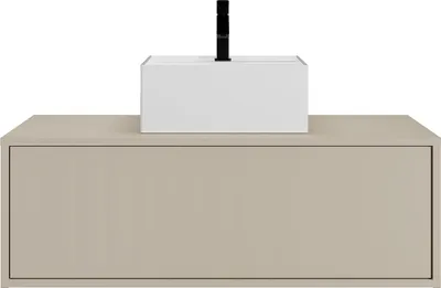 Produktbild von Waschbeckenunterschrank hängend mit Einzelwaschbecken - Beige - 94 cm - TEANA II