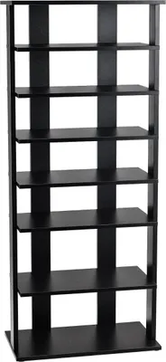 Image de Meuble à chaussures réglable en hauteur à 8 niveaux en bois, étagère à chaussures, étagère d'angle autoportante, marron