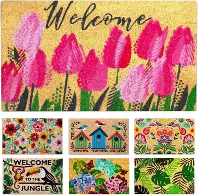 Produktbild von Famanu Kokosmat mit Tulpenmotiv - 40 x 70 cm