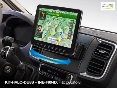 Produktbild von Alpine Einbauset 2-DIN Fiat Ducato 8 schwenkbar für 1-DIN Halo Autoradio