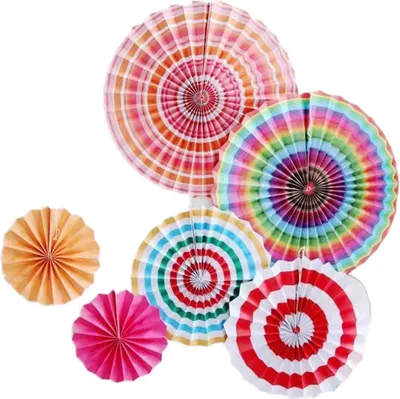 Produktbild von 6 Deko Fächer, bunt, gestreift, Set 7