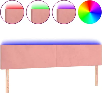 Imagen del producto de vidaXL Cabecero LED rosa, 200 x 5 x 78/88 cm, terciopelo
