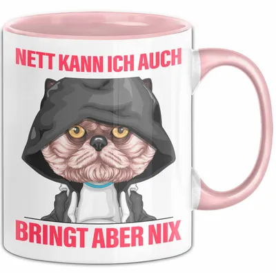 Produktbild von Sarkasmus Tasse Geschenk Lustiger Spruch Nett Kann Ich Auch Bringt Aber Nix Becher (Rosa)