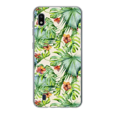 Produktbild von MuchoWow® Handyhülle Schutzhülle Hülle für Samsung Galaxy A10 Blume - Blatt - Muster Silikon Softcase Handy Hülle - Schutzhülle