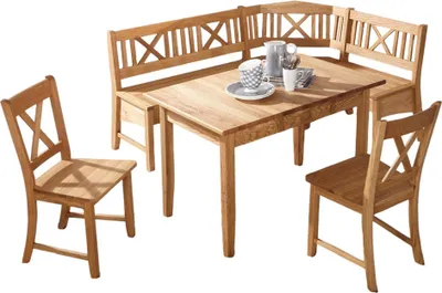 Produktbild von Eckbankgruppe im modernen Landhausstil Damalis Essgruppe massiv Holz Eiche geölt 12029