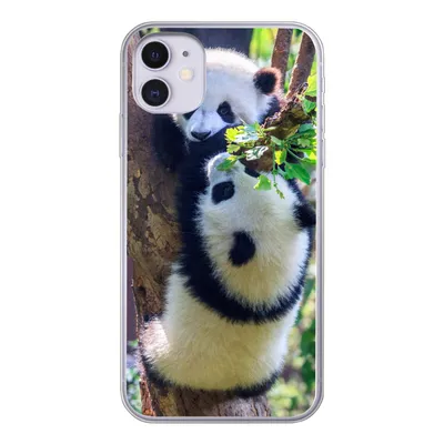 Produktbild von MuchoWow® Handyhülle Schutzhülle Hülle für iPhone 11 Pandas - Baum - Natur Silikon Softcase Handy Hülle - Handytasche