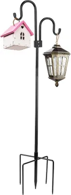 Obrázek produktu pro Pastýřský hák 234 cm s dvojitým háčkem a pětikolíkovou základnou - ideální pro krmítka pro ptáky, koše na rostliny a zahradní lucerny