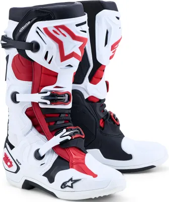 Image de Bottes de motocross Alpinestars Tech 10, rouge/rouge/noir/blanc, taille 13 (48)