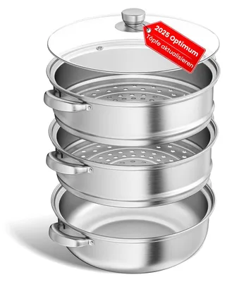 Produktbild von Edelstahl-Dampfgarer mit 3/4/5 Dampfschichten für gesundes Kochen