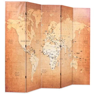 Produktbild von vidaXL Raumteiler klappbar 200 x 170 cm Weltkarte Gelb