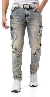 Produktbild von CD440A – Herren Jeans Straight Fit Dirtywash Cargo Denim mit markanten Details