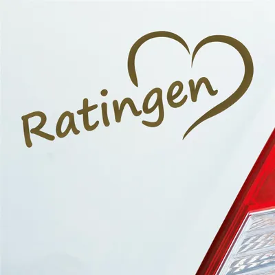 Produktbild von Auto Aufkleber Ratlingen Herz Stadt City Liebe Love Heart 17x8 cm Gold Sticker Heckscheibenaufkleber