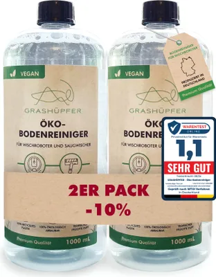 Produktbild von 2er Set - GRASHÜPFER® Wischroboter Reinigungsmittel I Öko-Bodenreiniger Mittel 2 x 1000 ml "Tropische Früchte Duft"