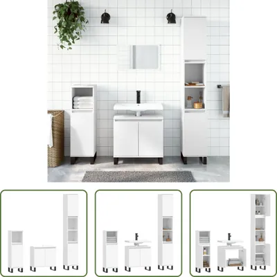 Produktbild von The Living Store 3-tlg. Badmöbel-Set Weiß Holzwerkstoff
