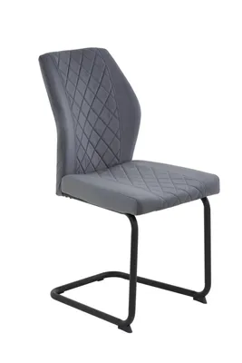Produktbild von Hela Tische, Freischwinger Oslo, Bezug Samt Grau, Rundrohr Gestell Schwarz, Lehne mit Rautensteppung, ergonomischer Rücken, höhere Belastbarkeit 140kg
