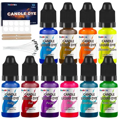 Produktbild von Flüssiger Kerzenwachsfarbstoff 10 Farben je 10 ml für Kerzenherstellung