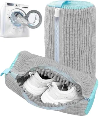 Productafbeelding van Schoenwaszakken - Waszak schoenen - Schoenen reinigen - Beschermt schoenen wasmachine - 39 x 19 cm - Grijs