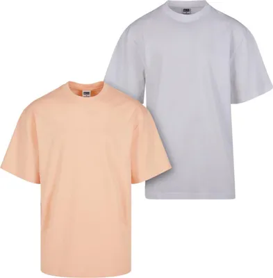 Image de Urban Classics TB006A | Tall Tee 2-Pack T-shirt Homme - Couleur : softapricot+white - Taille : XL