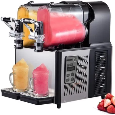 Obrázek produktu pro Stroj na zmrzlinu pro komerční využití – 3 litry na nádrž, dvě nádrže – výkon 340 W – pro přípravu nápojů s ledovou teplotou