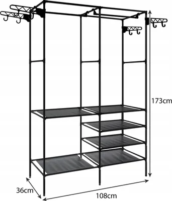 Obrázok produktu pre RUHHY 22671 Dvojitý vešiak na oblečenie 173 × 36 × 108 cm