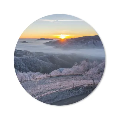 Produktbild von MuchoWow® Mauspad Mousepad Winter - Berge - Sonne - Abend 40x40 cm - Mousepads - Maus Mat - Pad - Mausunterlage - Schreibtisch Accessoires