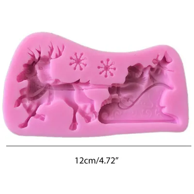 Zdjęcie produktu dla Santa Sleigh Elk Cake Mold,Silicone Decoration Mold,Biscuits Pudding Mold Tool