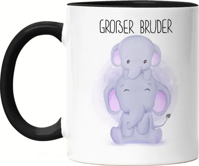Produktbild von Großer Bruder Tasse Schwarz Geschwister Bruderliebe Elefant Geborgenheit Beschützer Welt Liebe Bro Familie Kleinkind