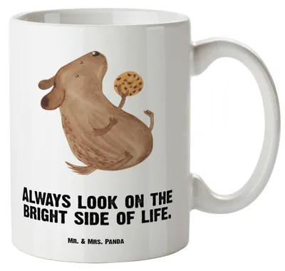 Produktbild von Mr. & Mrs. Panda Teepott Hund Keks - Weiß - Geschenk, Optimistisch, Große Teetasse, Hundeliebe, jumbotasse, Optimist, Riesenkaffeetasse, Henkelbecher, Jumbo Tasse