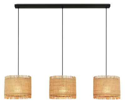 Produktbild von Pendelleuchte Hängelampe Esszimmer 3-flammig Wohnzimmer Strohschirm Boho