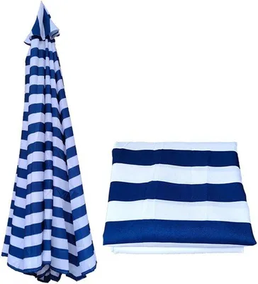Image de Tête de parasol de rechange 2,3 m bleu et blanc pour 8 baleines