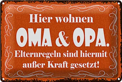 Produktbild von Blechschild Spruch 40x30cm hier wohnen Oma & Oma