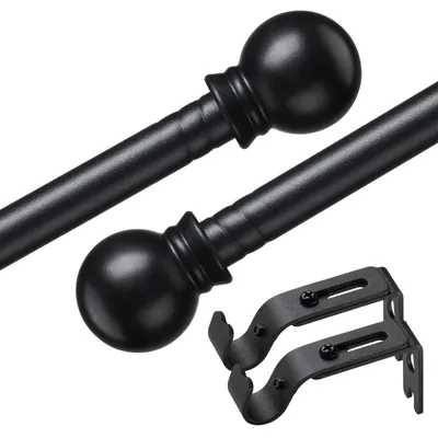 Immagine prodotto di Singola asta per tende con supporti, lunghezza regolabile da 76 a 226 cm