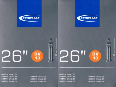 Produktbild von Schwalbe 10425311, Dunlop-Ventil, 26", 40 - 62 mm, 4 cm, Gummi, Schwarz