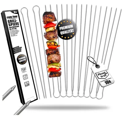 Productafbeelding van 10x grillspiesjes met handvat, 31 cm BBQ dubbele spies