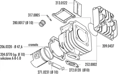 Produktbild von Kolben Satz Polini 70ccm, 10mm Kolbenbolzen (C) für Minarelli stehend