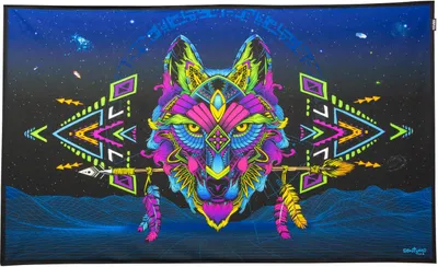 Produktbild von PSYWORK Schwarzlicht Stoffposter Neon "Sentymo Wolf", 0,50x0,82m