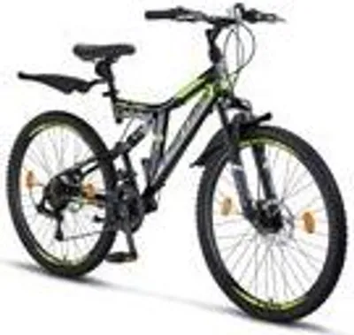 Produktbild von Chillaxx Bike Falcon Premium Mountainbike in 24 und 26 Zoll - Fahrrad für Jungen, Mädchen, Damen und Herren - Scheibenbremse- 21 Gang-Schaltung - Vollfederung